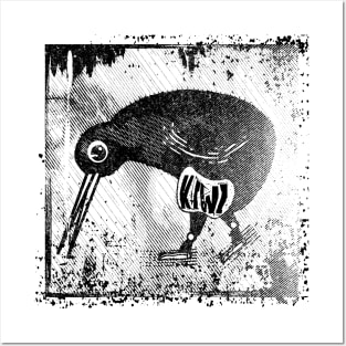 Kiwi bird wood print style Posters and Art